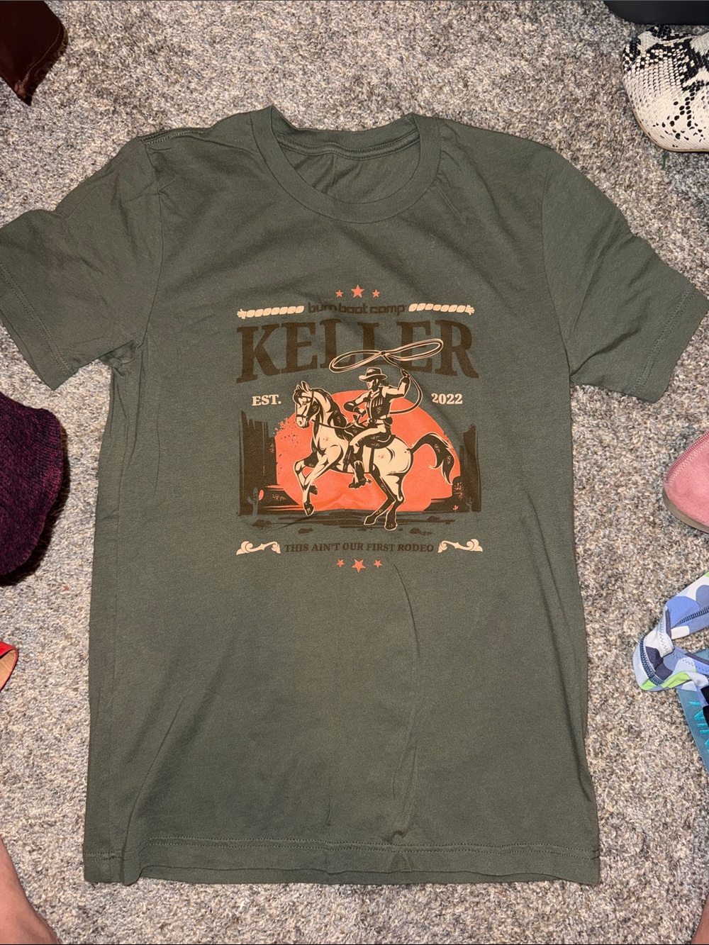 Keller Graphic Burn Boot Camp Rodeo Tee - Olive Green